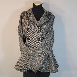 Vanity Blk Wht Flair Waist Pckts Tweed Jacket SZXL